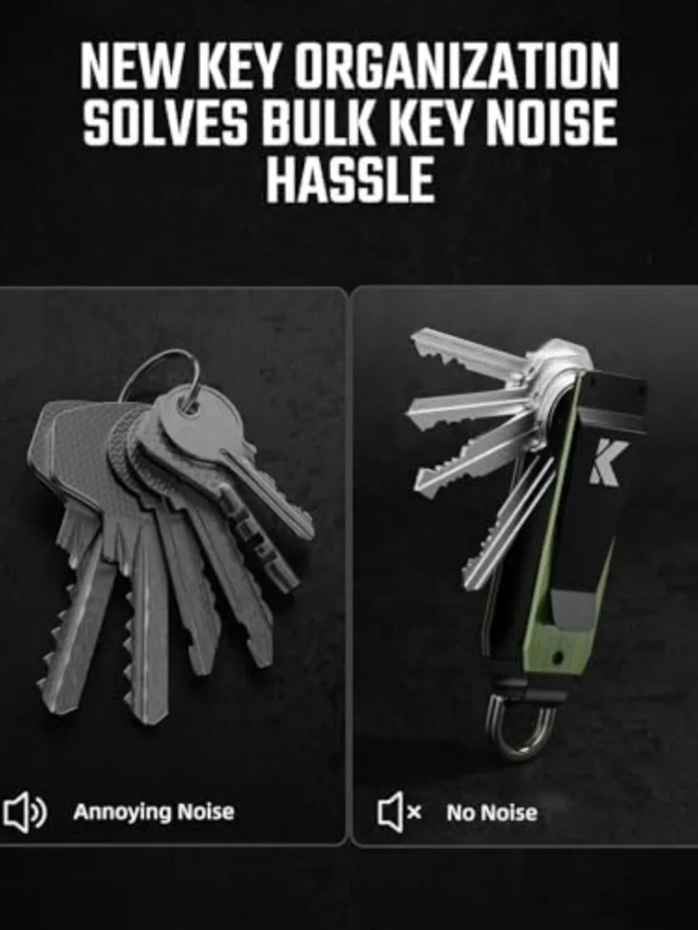 Compact Minimalist Key Organizer for Men - Metal Key Holder, Secures 2-5 Keys